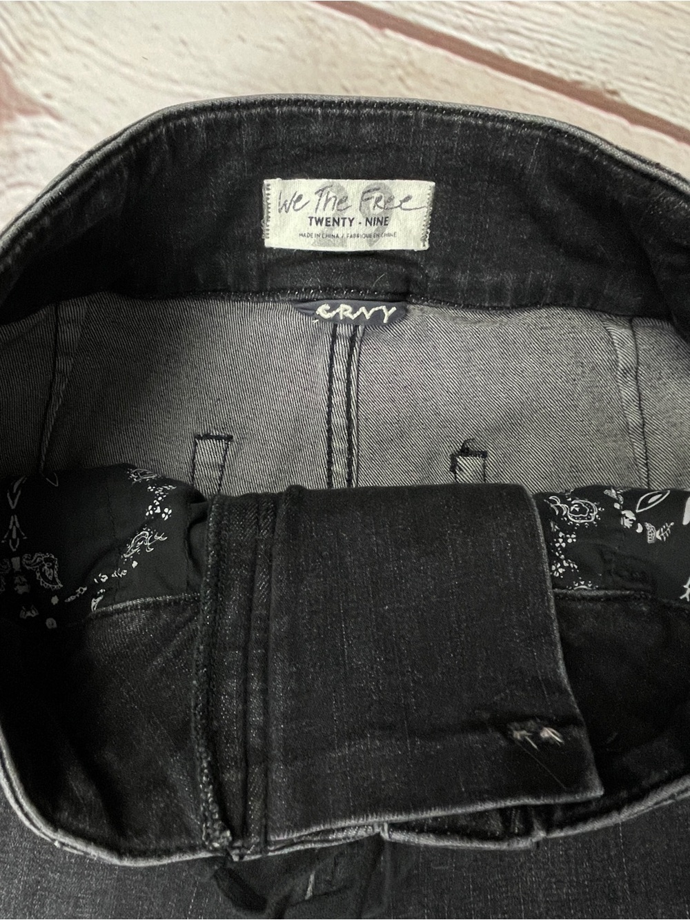 WE THE FREE CRVY charcoal gray lace-up high-waist skinny stretchy jeans, size 29 - Picture 6 of 16